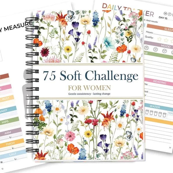 🔥HOT SALE🔥📗75 Soft Challenge Journal For Women | The Gentle Habit Tracker That Helps You Finish What You Start