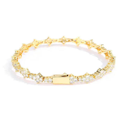 ✨ Gold Tennis Bracelet 6.5mm – CZ Clover Design, Gift for All