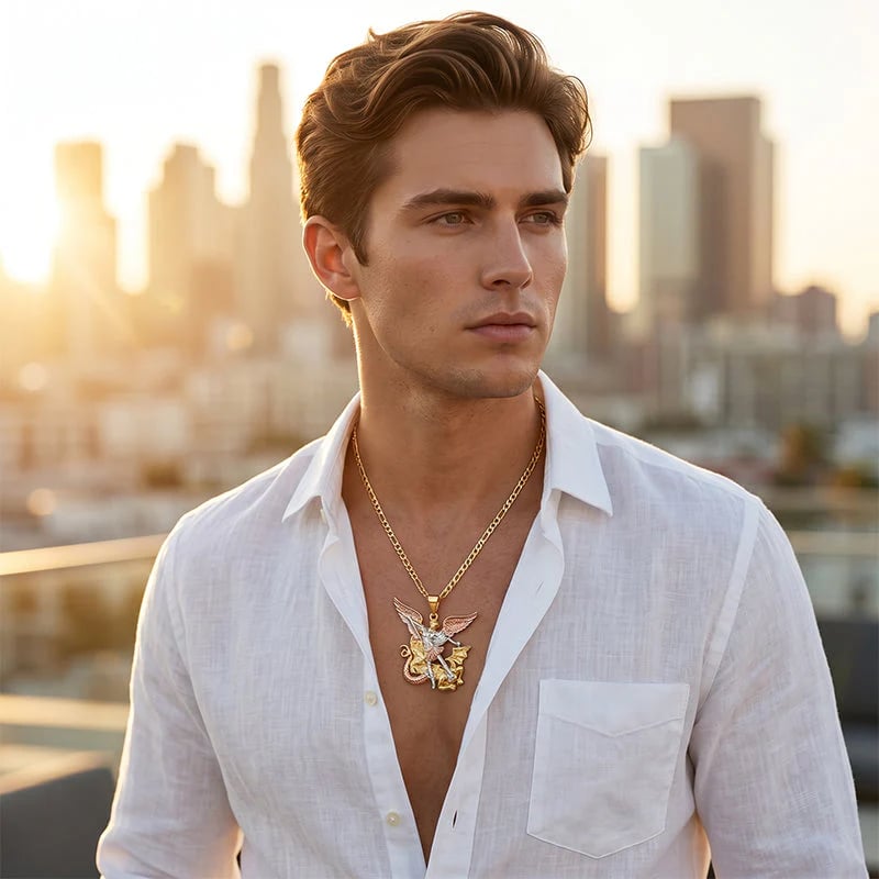 🎁2026 New Arrivals 50% OFF💥Tri-Tone Angel Guardian Pendant Necklace – Elegant & symbolic – Perfect for daily wear or gifting – delicate and meaningful ✨💛
