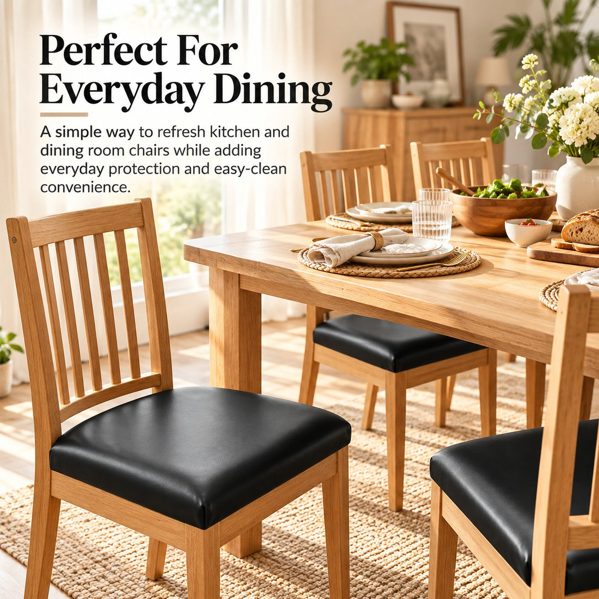 ✨ PU Leather Chair Protector – Waterproof & Oil-Resistant Seat Covers for Dining Chairs, Removable & Washable