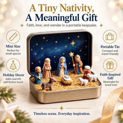 🔥Last Day 50% OFF - ✝️Religious Pocket-Size Mini Nativity Scene Set with Storage Box