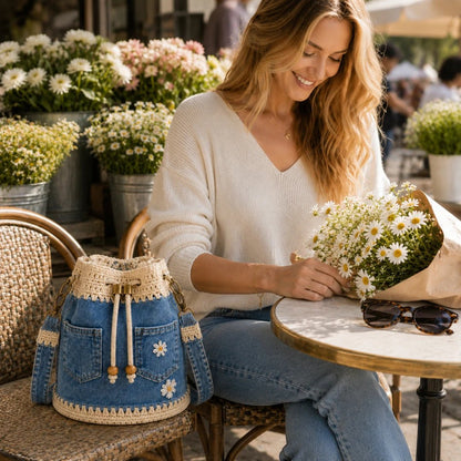 🔥✨👜Denim Crochet Bucket Bag