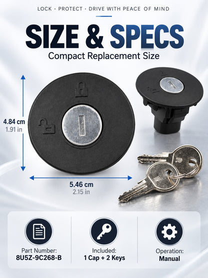 🔐 Locking Fuel Tank Cap with 2 Keys – Replacement Part 8U5Z-9C268-B
