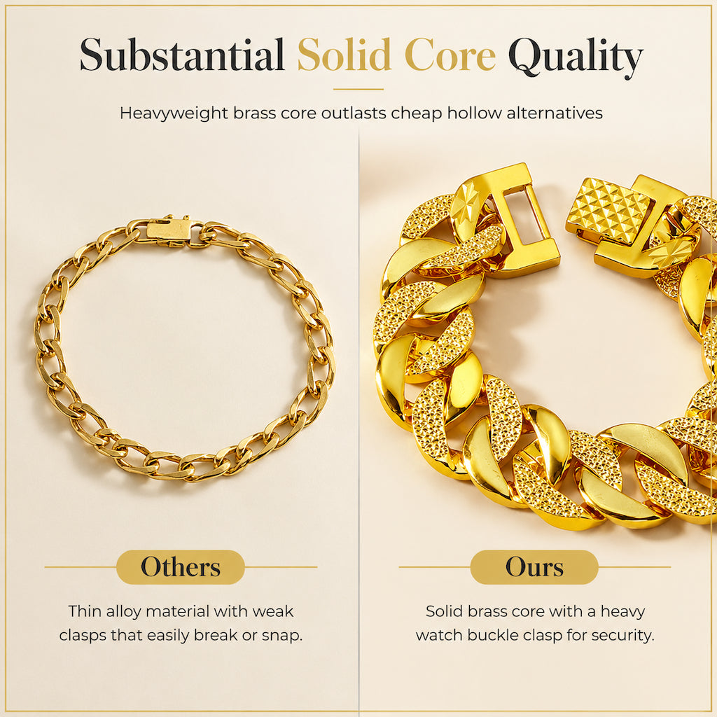 ✨60%OFF🔥 Men's Vietnamese Sand-Gold Style Bracelet – Matte Sandblasted Finish & Watch Clasp💎