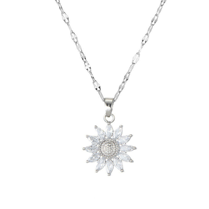 🌻 50% OFF NOW! ✨ Sunflower Pendant Necklace for Women – Sparkling Cubic Zirconia, Lightweight & Durable Gold-Tone Finish 💛
