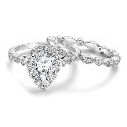 Pear-Shaped Teardrop Engagement Ring Set