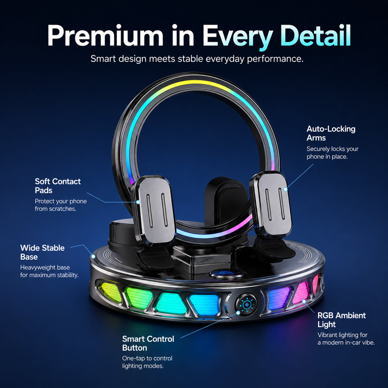 ✨RGB Smart Auto-Clamping Dashboard Car Phone Mount