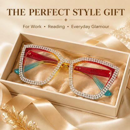 Cat Eye Anti-Blue Light Reading Glasses - Diamond Inlaid