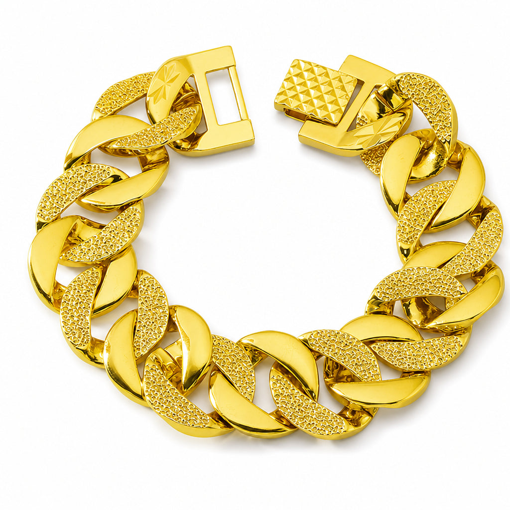✨60%OFF🔥 Men's Vietnamese Sand-Gold Style Bracelet – Matte Sandblasted Finish & Watch Clasp💎