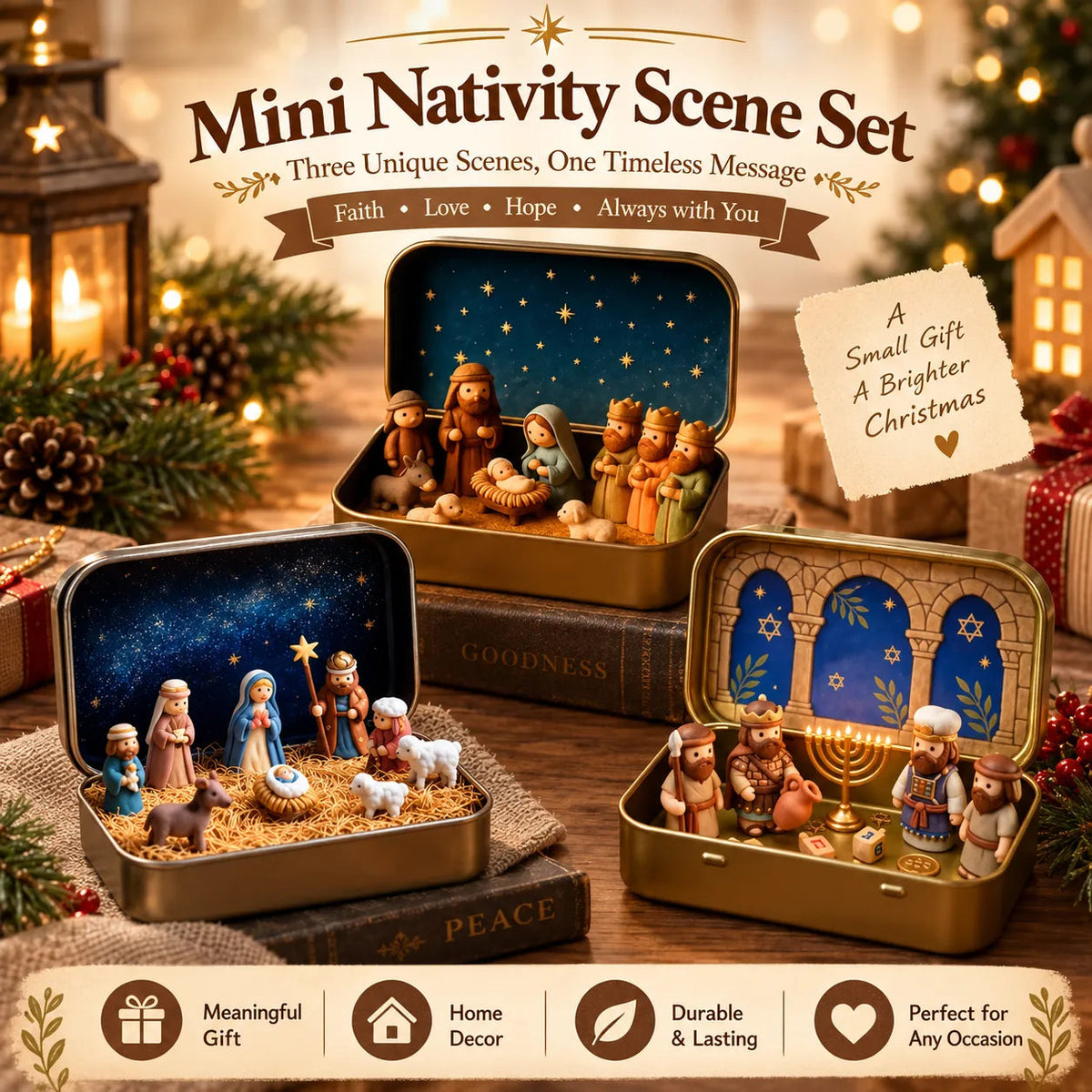 🔥Last Day 50% OFF - ✝️Religious Pocket-Size Mini Nativity Scene Set with Storage Box