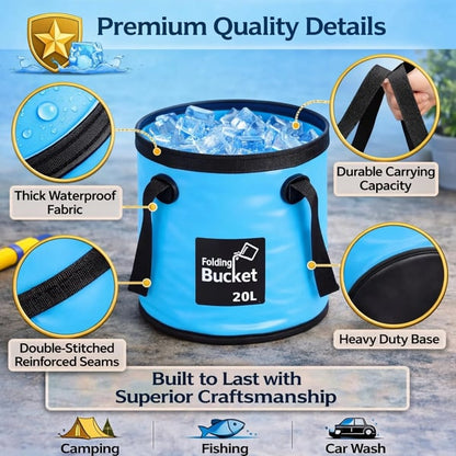 Portable Foldable Water Bucket - Perfect for Fishing, Camping, Traveling!!