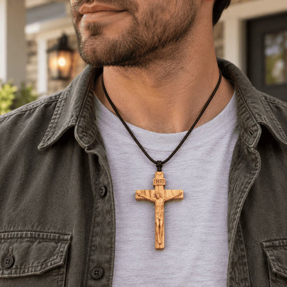 ✝️ Handmade Wooden Jesus Cross Necklace