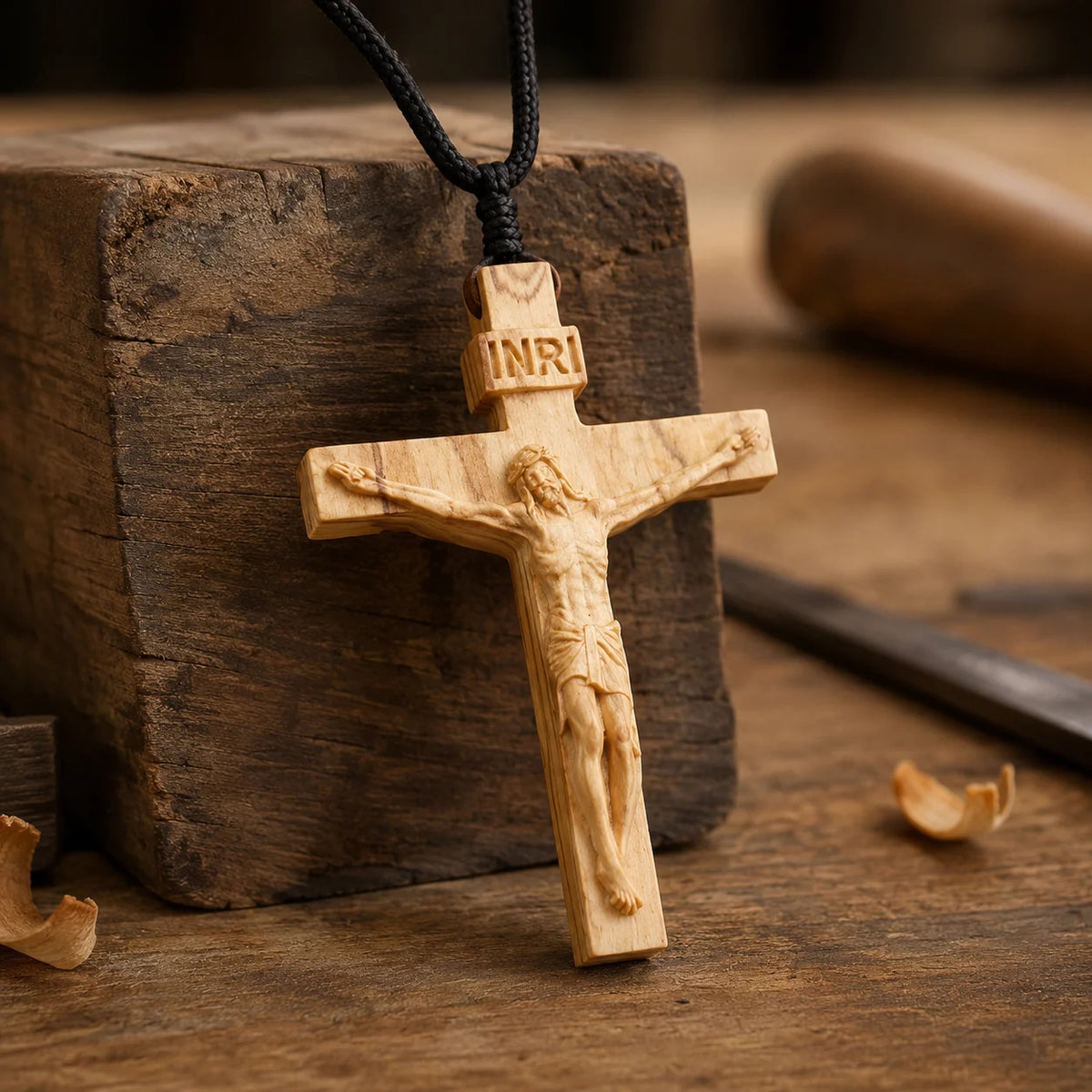 ✝️ Handmade Wooden Jesus Cross Necklace