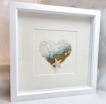 Coastal Heart Sea Glass Art