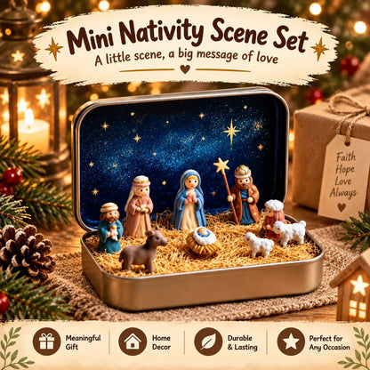🔥Last Day 50% OFF - ✝️Religious Pocket-Size Mini Nativity Scene Set with Storage Box