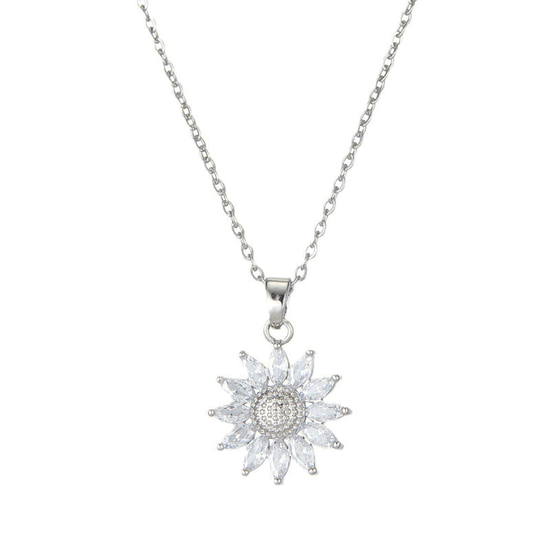 🌻 50% OFF NOW! ✨ Sunflower Pendant Necklace for Women – Sparkling Cubic Zirconia, Lightweight & Durable Gold-Tone Finish 💛