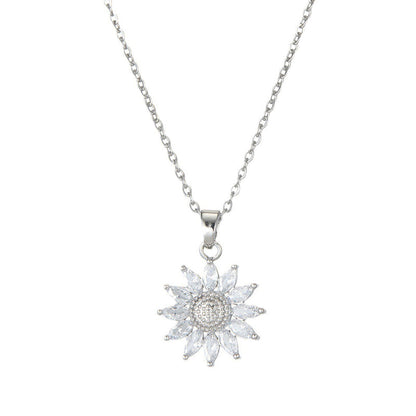 🌻 50% OFF NOW! ✨ Sunflower Pendant Necklace for Women – Sparkling Cubic Zirconia, Lightweight & Durable Gold-Tone Finish 💛