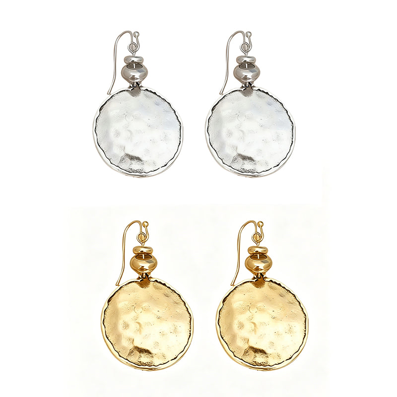 Vintage Hammered Metal Drop Earrings