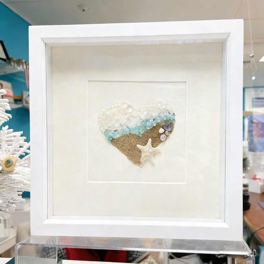 Coastal Heart Sea Glass Art