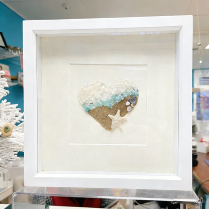 Coastal Heart Sea Glass Art