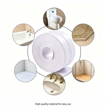 🚰 Self-Adhesive White Caulk Tape – PE Waterproof Sealant Strip, 5M Length, Strong Adhesion, Easy-to-Apply for Bathroom & Kitchen Edge Protection