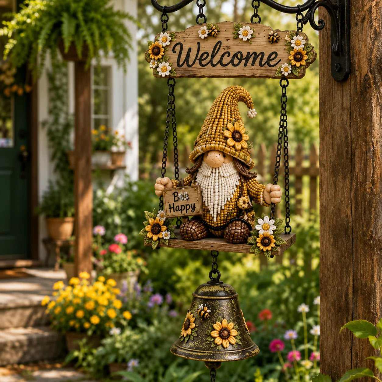 🔥Limited time 49% OFF – Rustic Garden Gnome Bell Outdoor Decor 🐞🌼