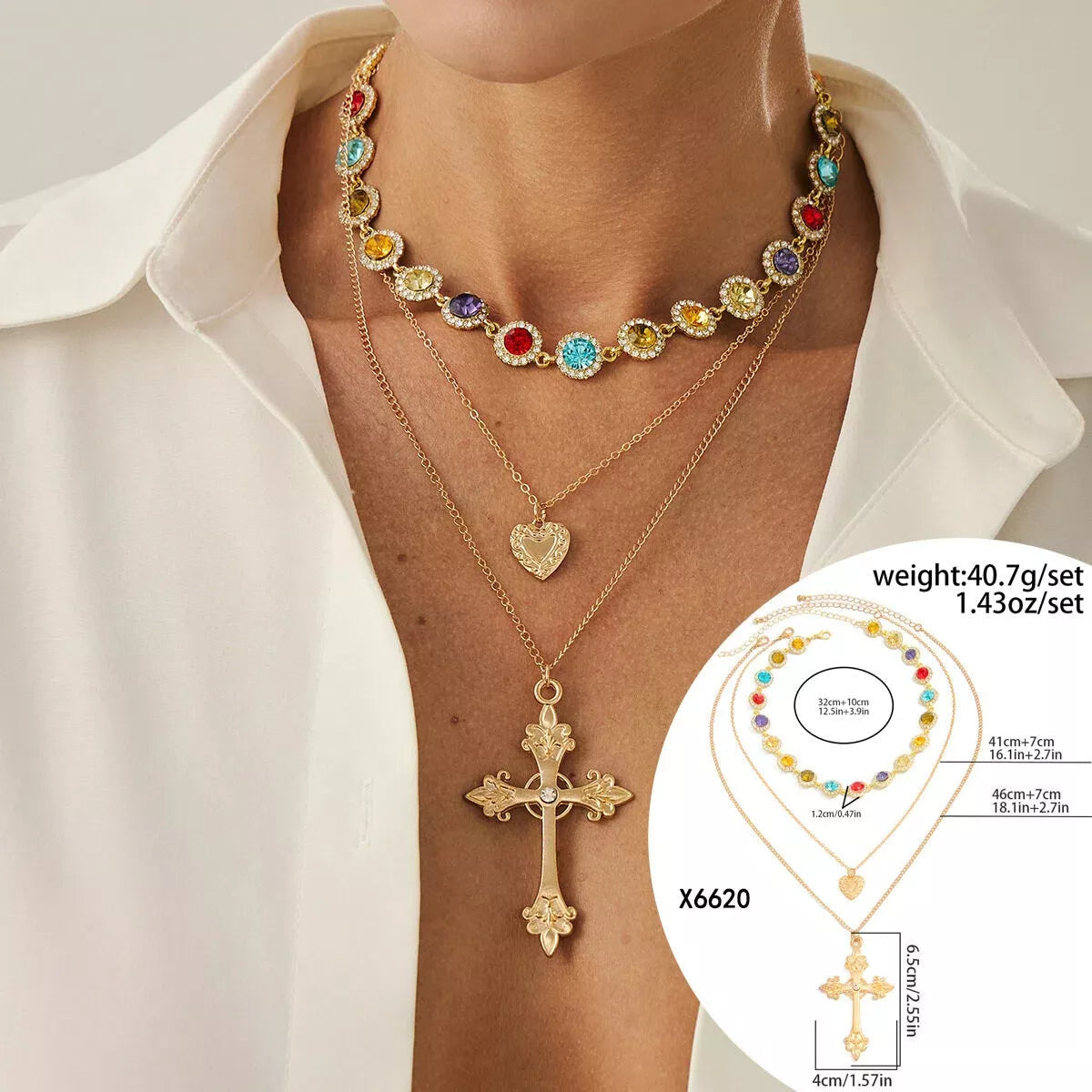 🌸50% Off Now💫Layered Gold Cross Necklaces for Women