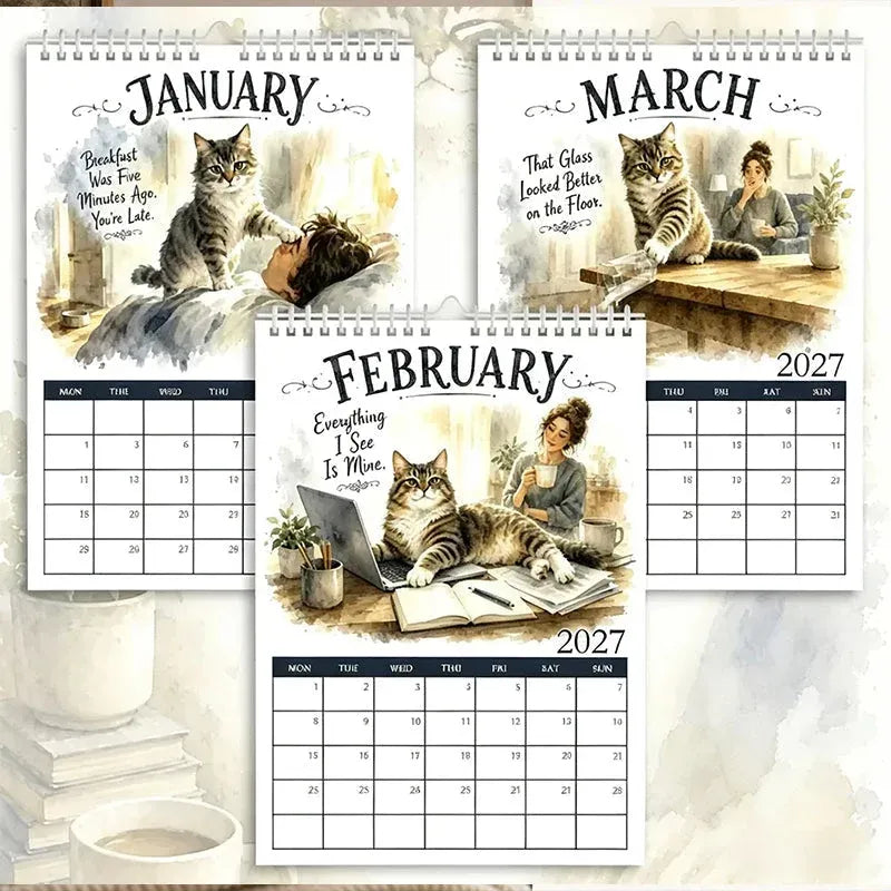 🐱🔥2027 A Cats Life Wall Calendar – Monthly Cute Cat Photos, Large Date Grid, Holiday Markings, Thick Paper, Hang-Anywhere Home & Office Decor ✨