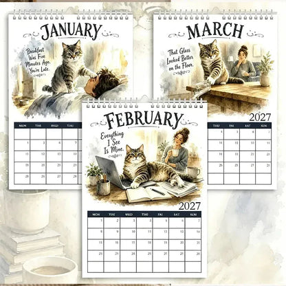 🐱🔥2027 A Cats Life Wall Calendar – Monthly Cute Cat Photos, Large Date Grid, Holiday Markings, Thick Paper, Hang-Anywhere Home & Office Decor ✨