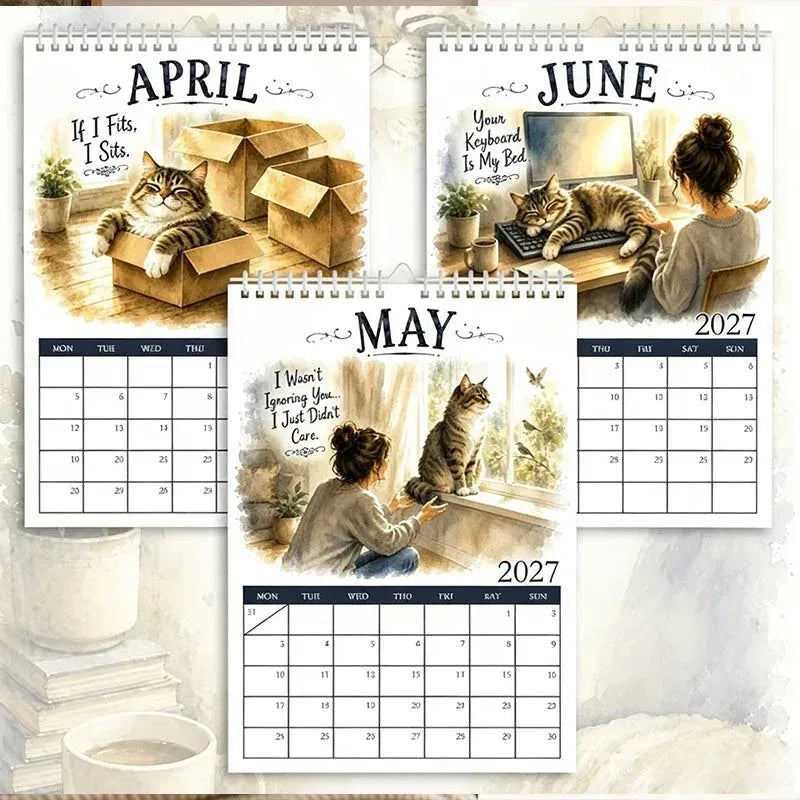 🐱🔥2027 A Cats Life Wall Calendar – Monthly Cute Cat Photos, Large Date Grid, Holiday Markings, Thick Paper, Hang-Anywhere Home & Office Decor ✨