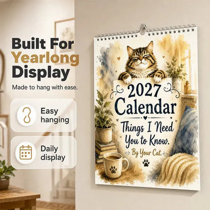 🐱🔥2027 A Cats Life Wall Calendar – Monthly Cute Cat Photos, Large Date Grid, Holiday Markings, Thick Paper, Hang-Anywhere Home & Office Decor ✨