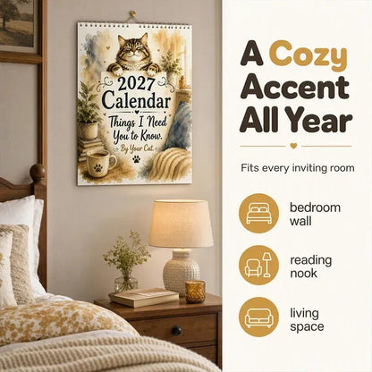 🐱🔥2027 A Cats Life Wall Calendar – Monthly Cute Cat Photos, Large Date Grid, Holiday Markings, Thick Paper, Hang-Anywhere Home & Office Decor ✨