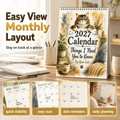 🐱🔥2027 A Cats Life Wall Calendar – Monthly Cute Cat Photos, Large Date Grid, Holiday Markings, Thick Paper, Hang-Anywhere Home & Office Decor ✨