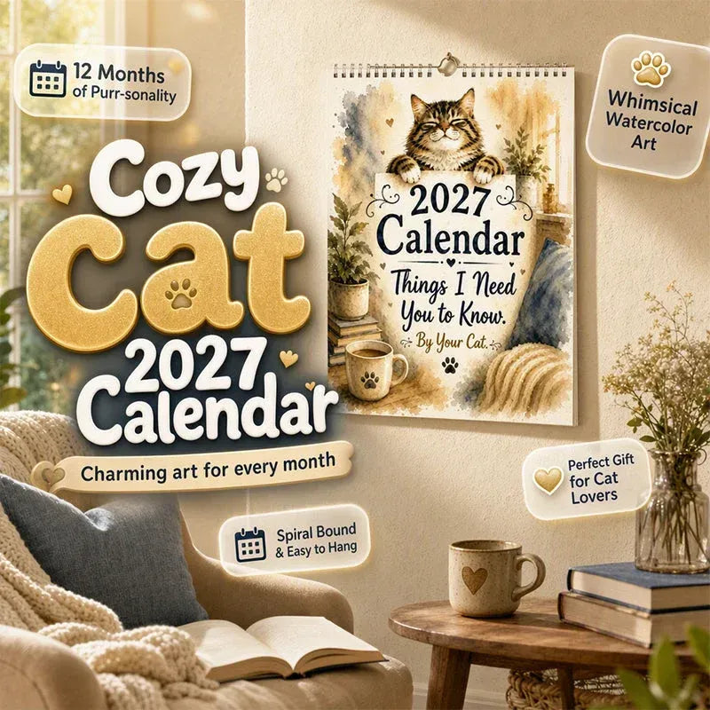 🐱🔥2027 A Cats Life Wall Calendar – Monthly Cute Cat Photos, Large Date Grid, Holiday Markings, Thick Paper, Hang-Anywhere Home & Office Decor ✨