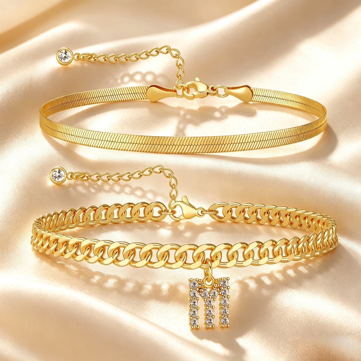 Personalized Initial Anklet – 14K Gold-Plated Waterproof Stackable Letter Charm