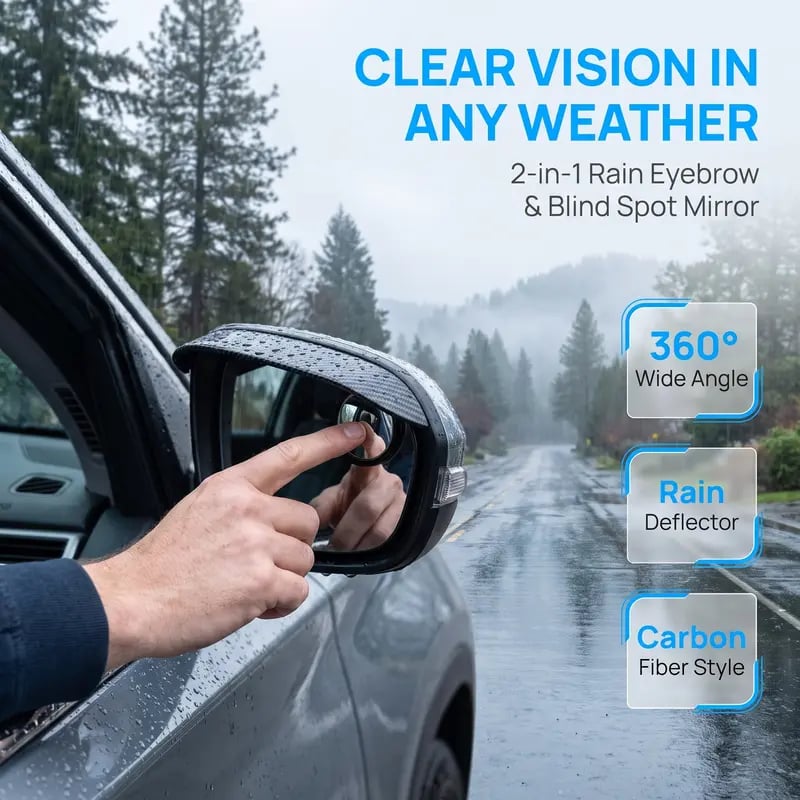 2‑Piece Car Rearview Mirror Rain Visors