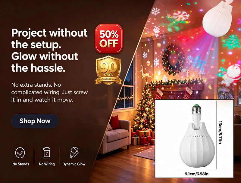 Rotating Holiday Projection Light Bulb