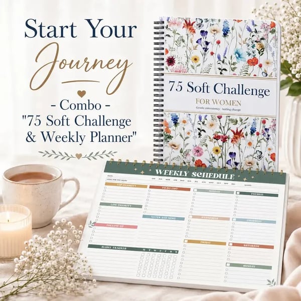 🔥HOT SALE🔥📗75 Soft Challenge Journal For Women | The Gentle Habit Tracker That Helps You Finish What You Start