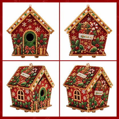 🎄Christmas Pearl Cottage Art Kit | Pre-Cut Wooden Panels, Sparkling Rhinestones, Pearl Beads & Complete Tools for a 3D Holiday House ✨