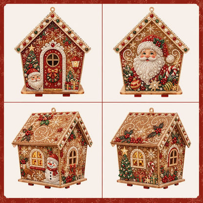 🎄Christmas Pearl Cottage Art Kit | Pre-Cut Wooden Panels, Sparkling Rhinestones, Pearl Beads & Complete Tools for a 3D Holiday House ✨