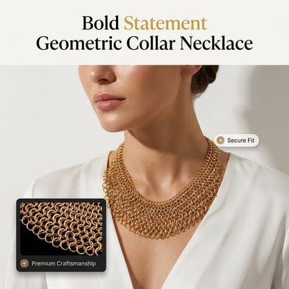 🔥HOT SALE🔥Geometric Circular Link Statement Collar Necklace