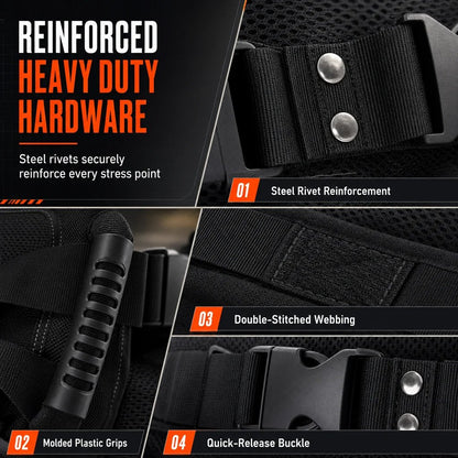 🏍️ Passenger Grip Belt: High-Tensile Nylon, Ergonomic Handle, Adjustable Waist Strap, for Motorcycle