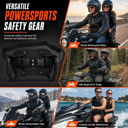 🏍️ Passenger Grip Belt: High-Tensile Nylon, Ergonomic Handle, Adjustable Waist Strap, for Motorcycle