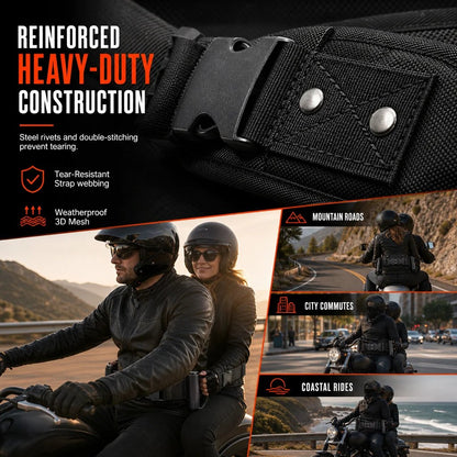 🏍️ Passenger Grip Belt: High-Tensile Nylon, Ergonomic Handle, Adjustable Waist Strap, for Motorcycle