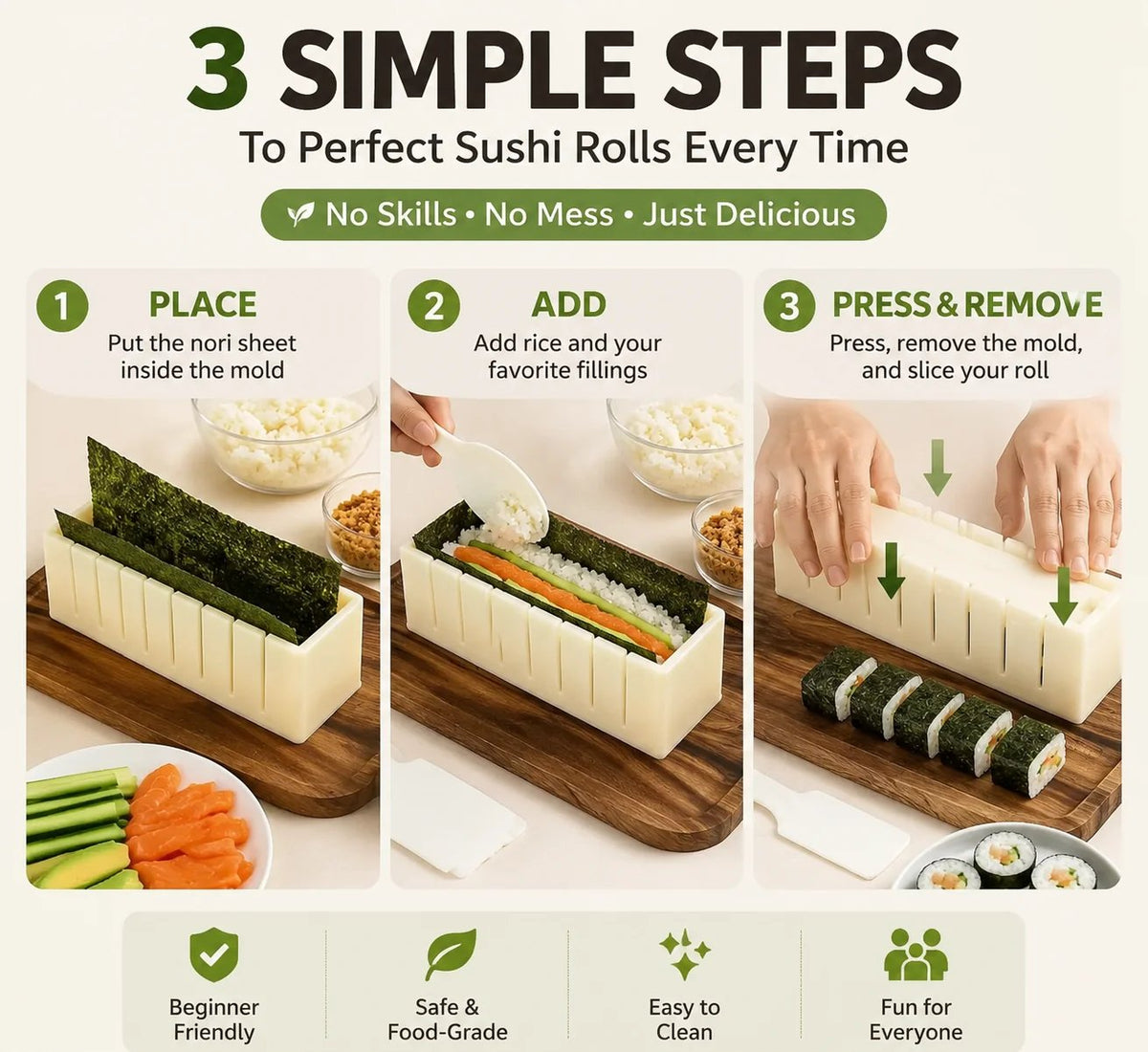 🍣 49% OFF Sushi Maker Mold – Perfect Homemade Rolls Made Easy