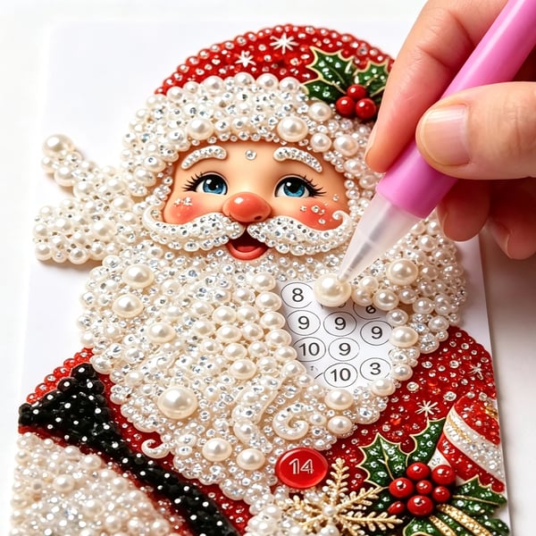 🎄Christmas Pearl Cottage Art Kit | Pre-Cut Wooden Panels, Sparkling Rhinestones, Pearl Beads & Complete Tools for a 3D Holiday House ✨