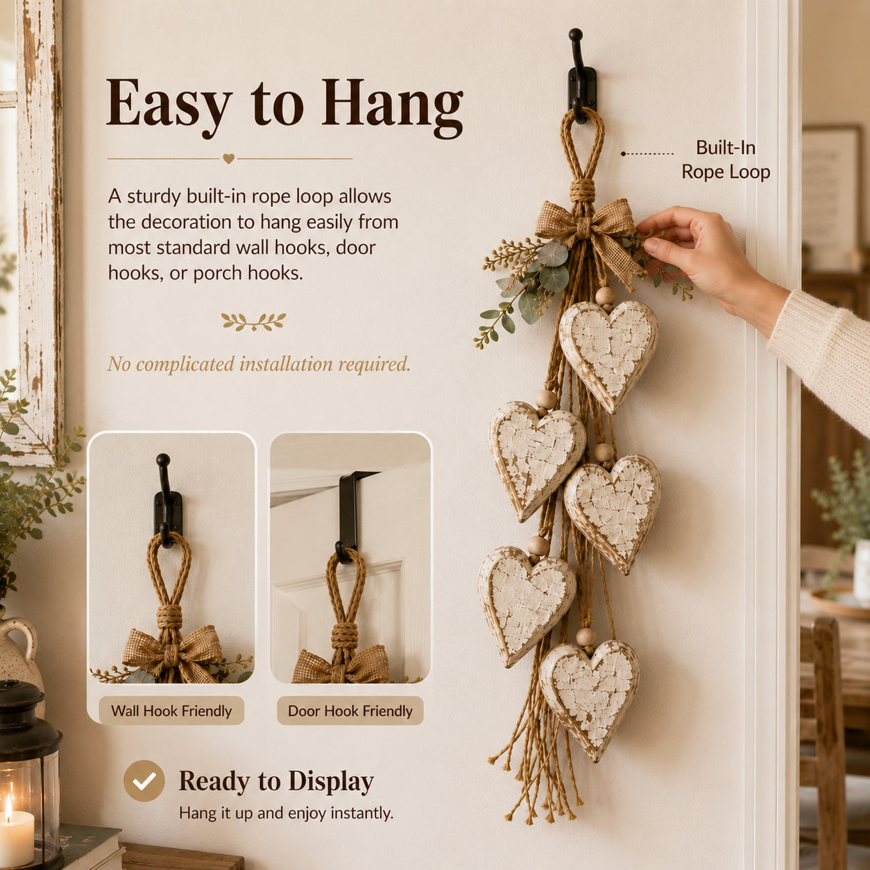 🤎 Hanging Heart Wall Decor - A Heartwarming Gift for Every Home