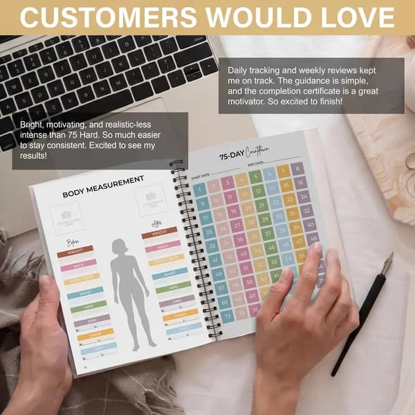 🔥HOT SALE🔥📗75 Soft Challenge Journal For Women | The Gentle Habit Tracker That Helps You Finish What You Start