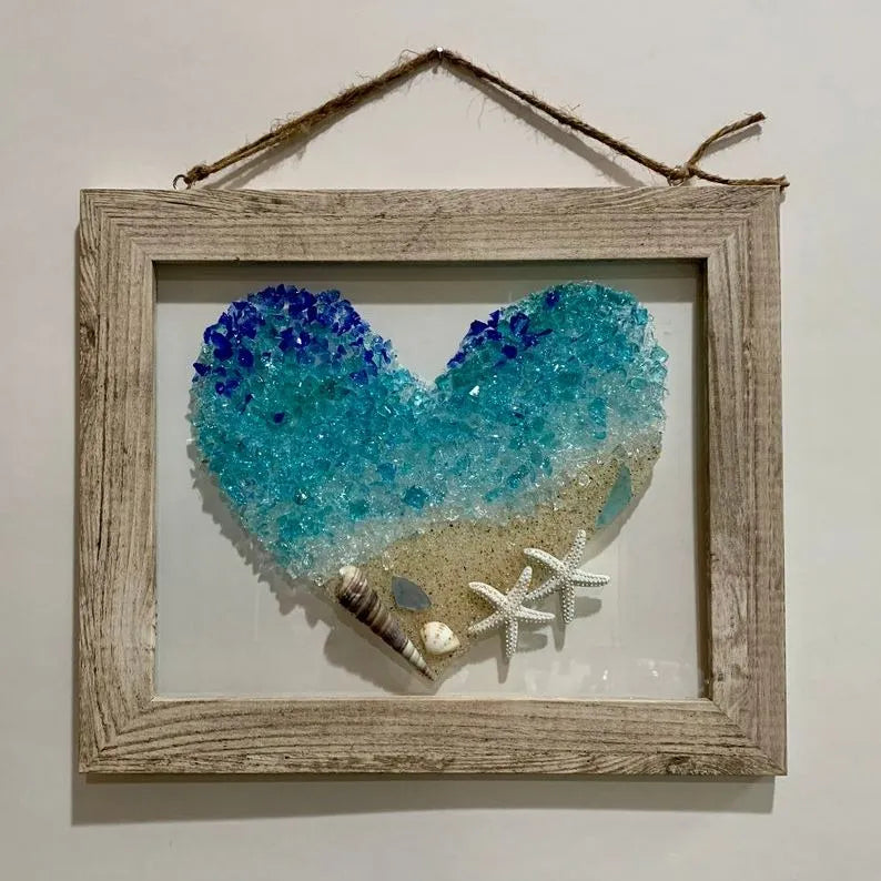 💖Best Valentines Gift of 2026 - Sea Glass Heart Artwork