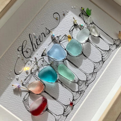 Cocktail Party Sea Glass Art